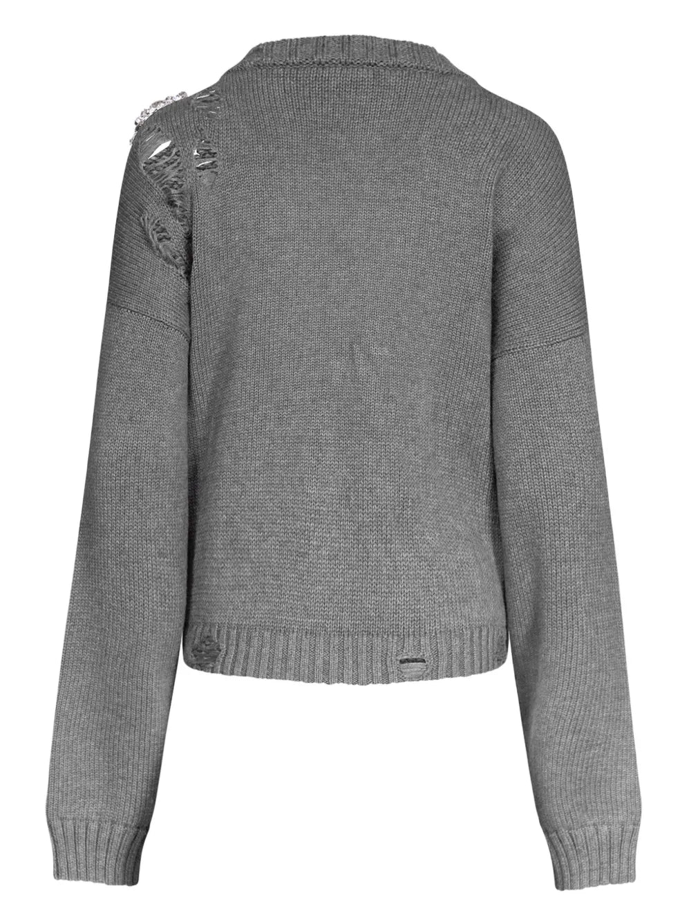 Crystal-Embellished Distressed Cardigan