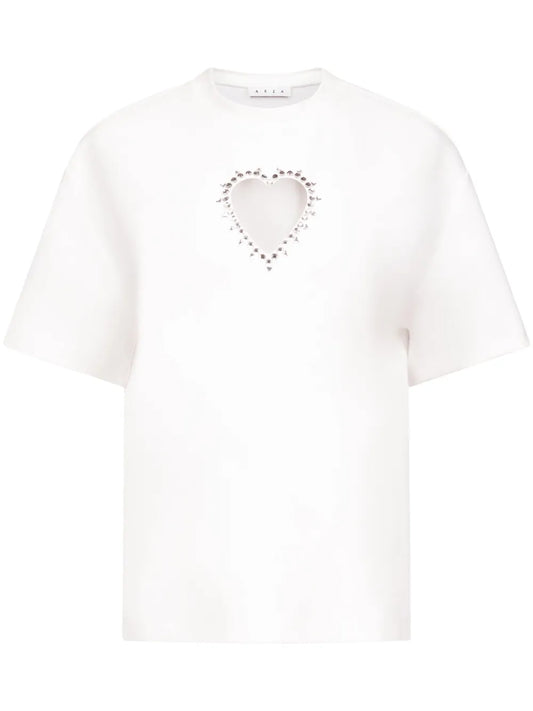 Crystal-Embellished Cut-Out T-Shirt