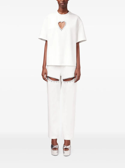 Crystal-Embellished Cut-Out T-Shirt