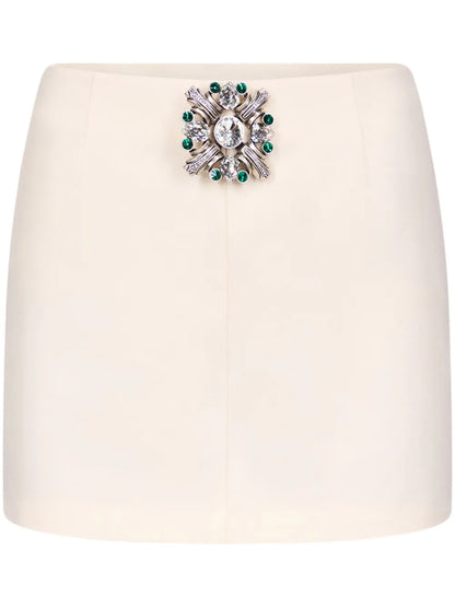 Brooch-Detail Mini Skirt