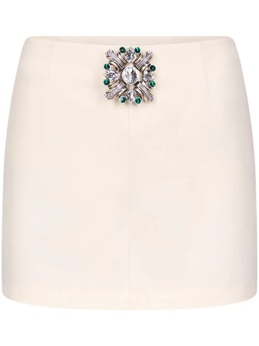 Brooch-Detail Mini Skirt