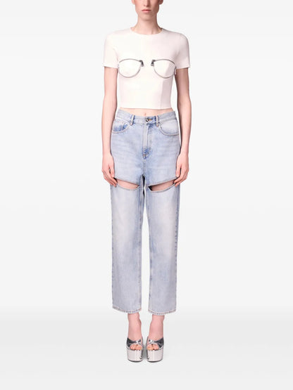 Zipper Bustier Cup T-Shirt