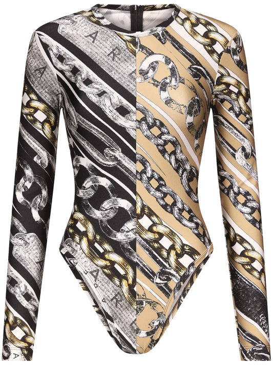 Chain Link-Print Bodysuit