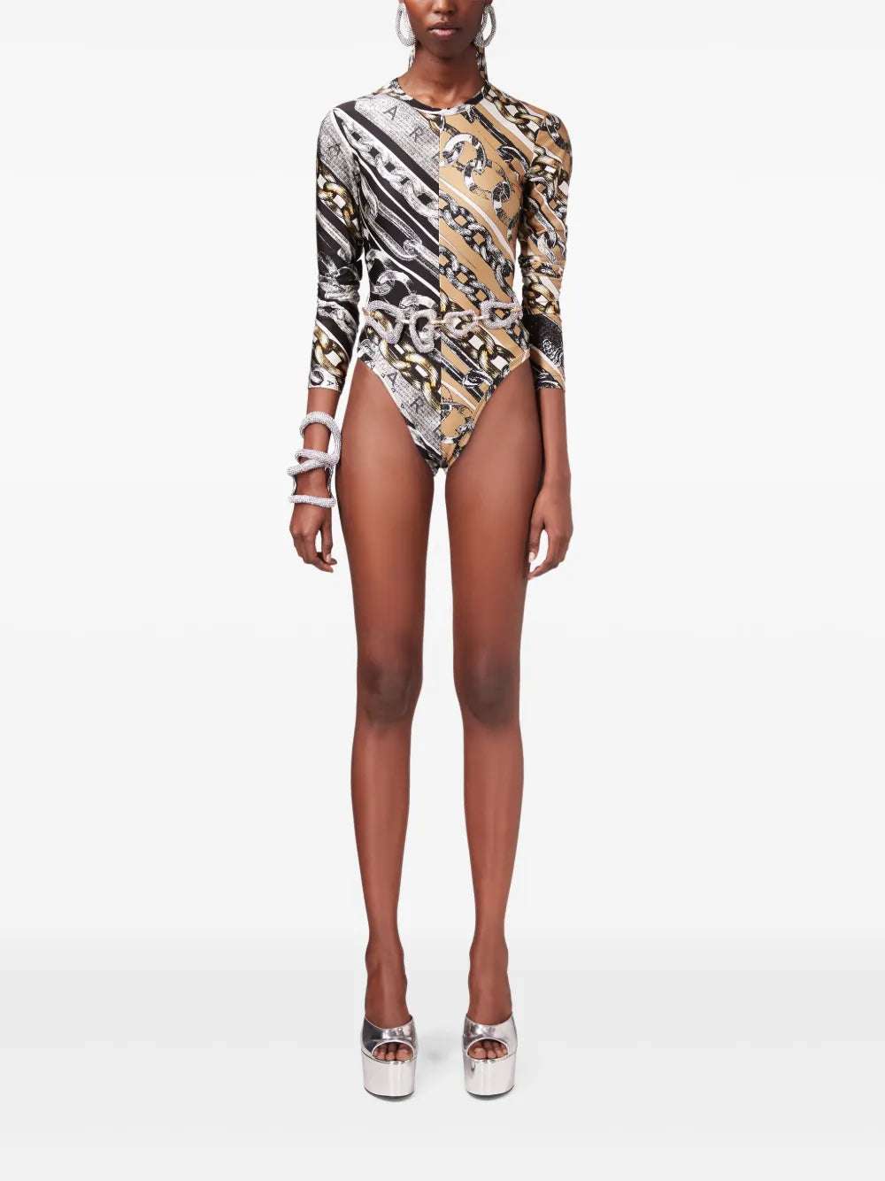 Chain Link-Print Bodysuit