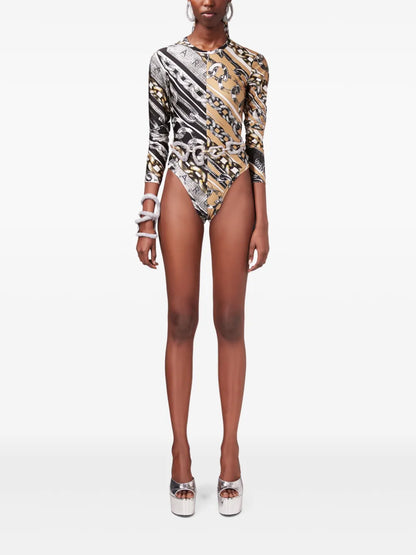 Chain Link-Print Bodysuit
