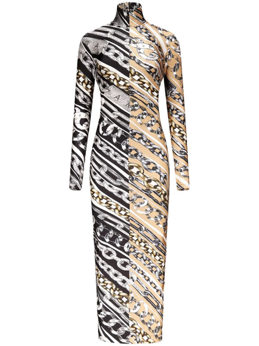 Chain Link-Print Dress