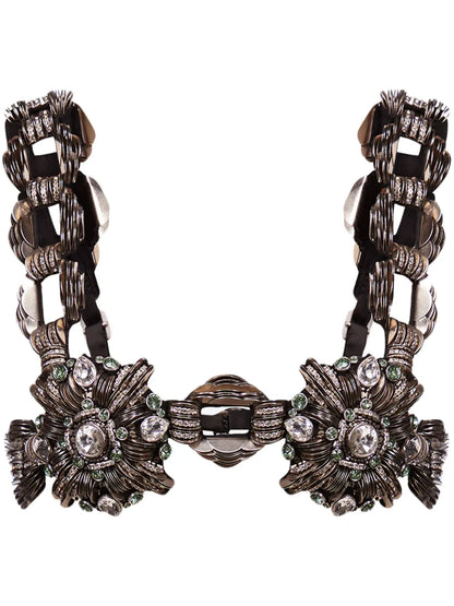 Crystal-Brooch Bra Top