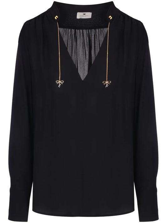 V-Neck Crepe Blouse