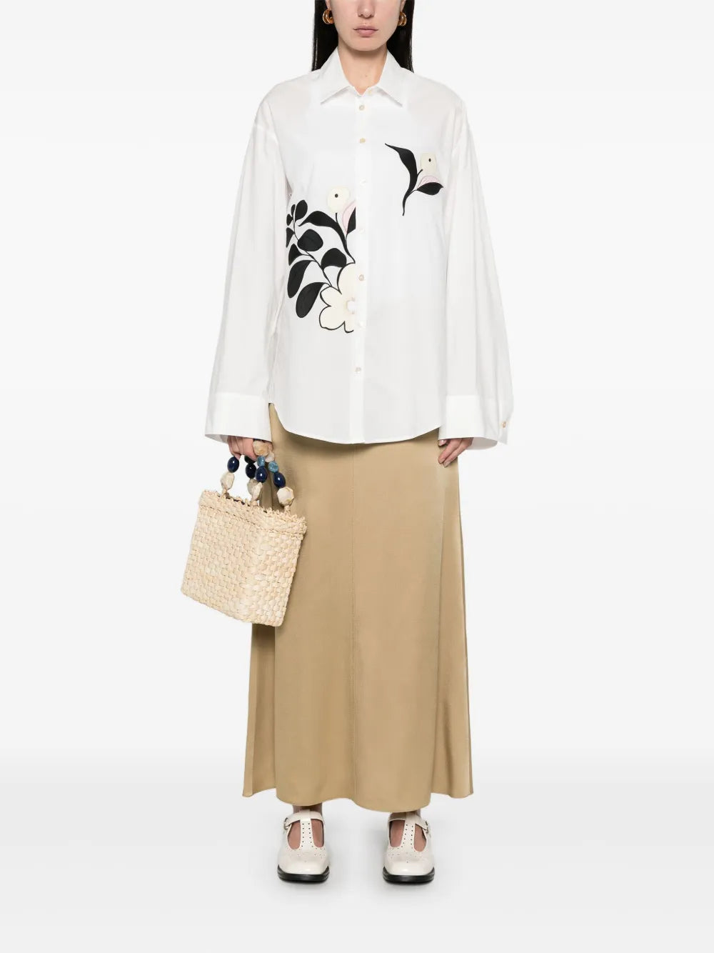 Floral-Appliqué Shirt