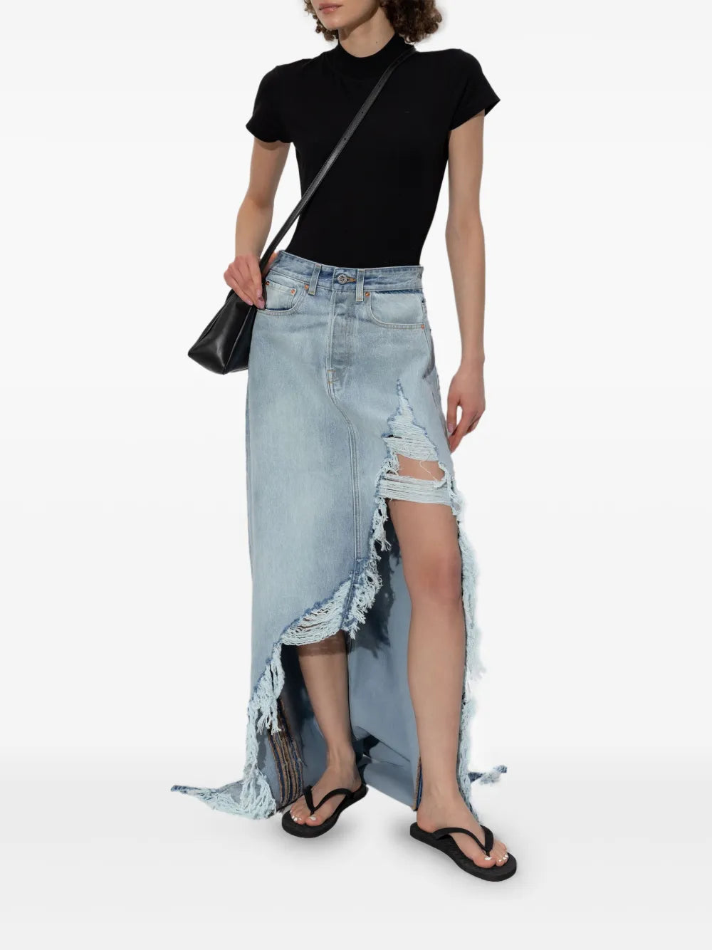 Draped Denim Skirt