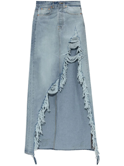 Draped Denim Skirt