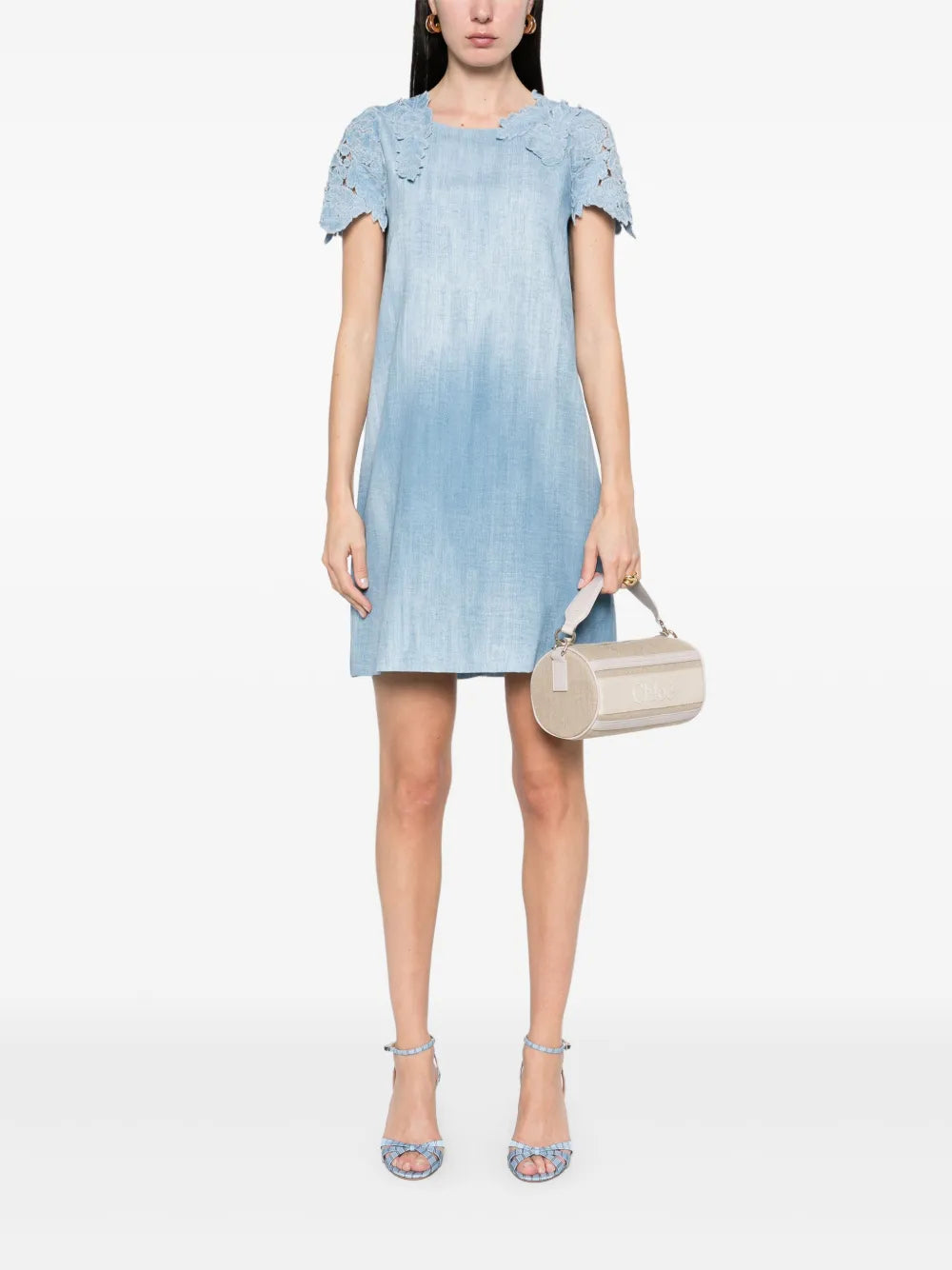 Denim-Print Mini Dress