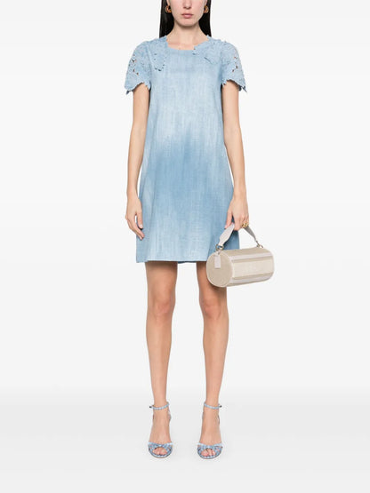 Denim-Print Mini Dress