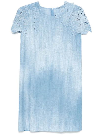 Denim-Print Mini Dress