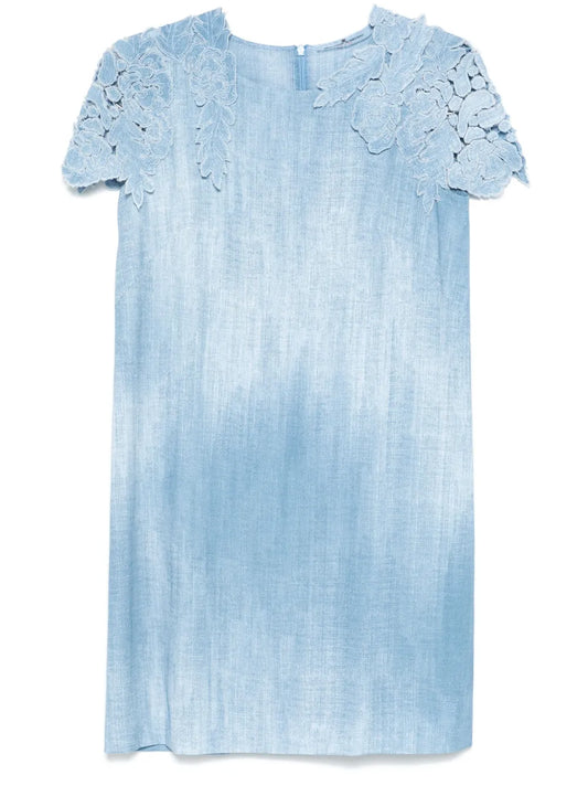 Denim-Print Mini Dress