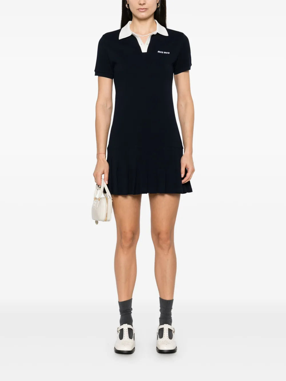 Pleat-Detail Mini Dress