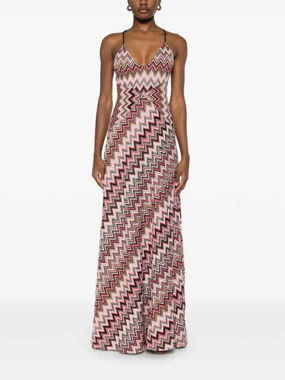 Zigzag-Pattern Maxi Dress