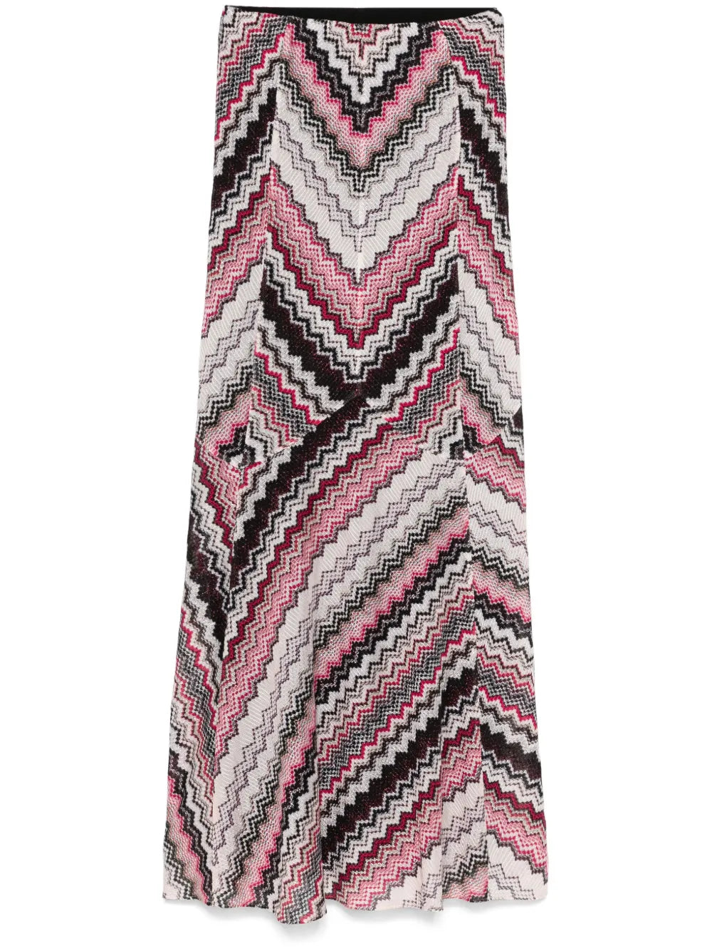 Zigzag-Pattern Lamé Maxi Skirt