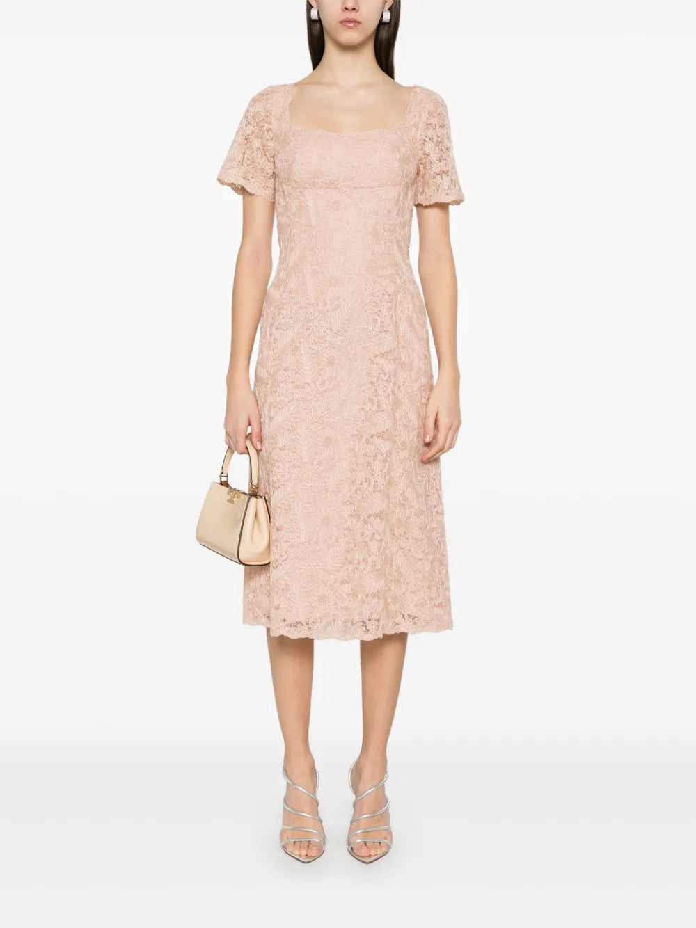 Floral-Lace Midi Dress