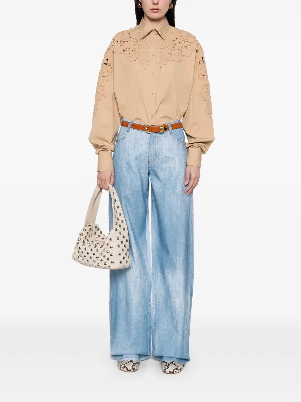 Floral-Appliqué Shirt