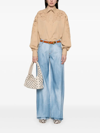 Floral-Appliqué Shirt