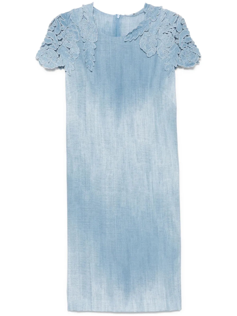 Denim-Print Midi Dress
