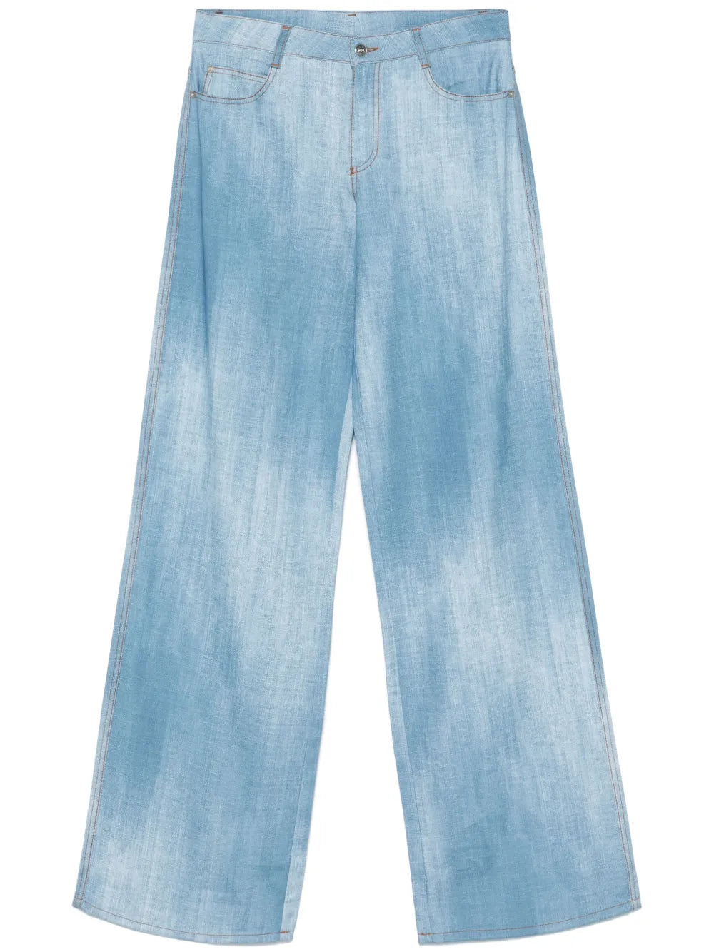 Denim-Print Trousers