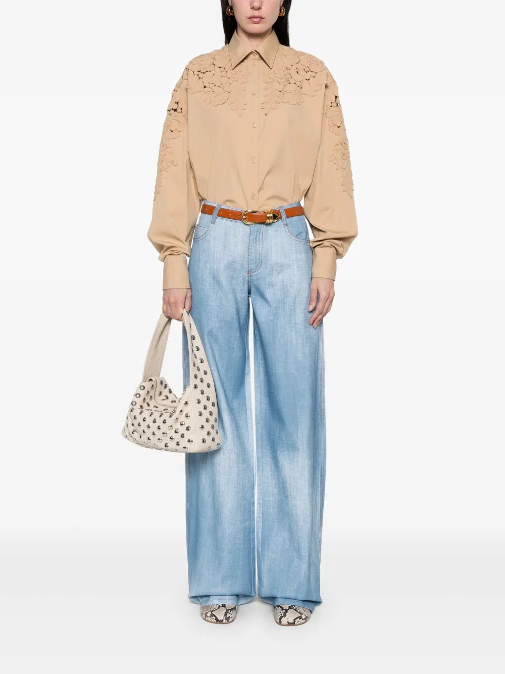 Denim-Print Trousers