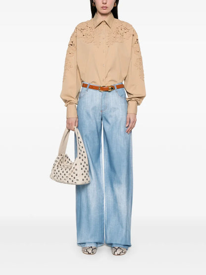 Denim-Print Trousers