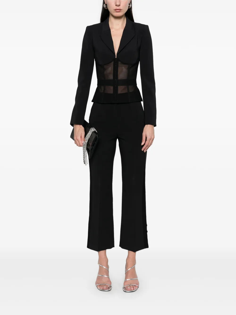 Satin-Trim Crepe Trousers