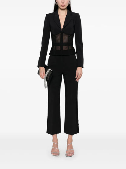 Satin-Trim Crepe Trousers