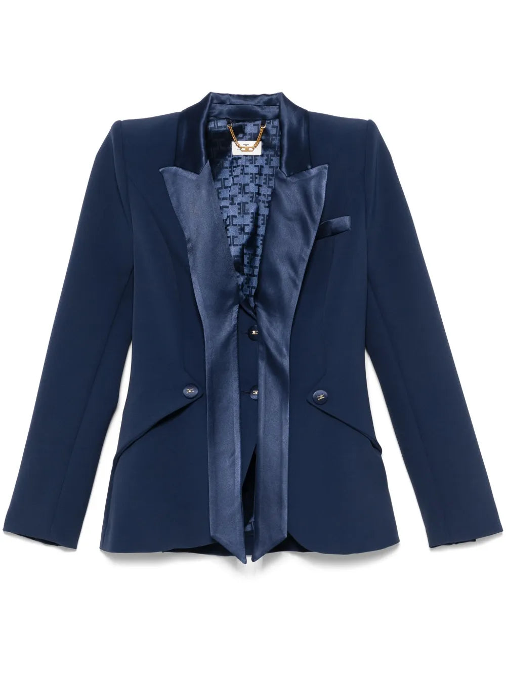 Satin-Lapels Crepe Blazer