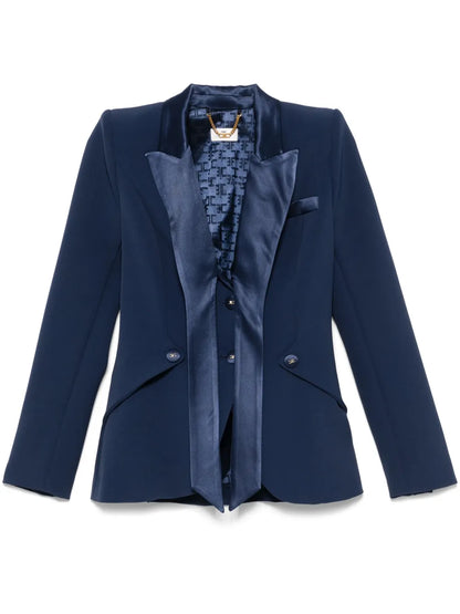 Satin-Lapels Crepe Blazer