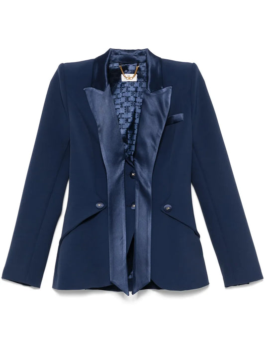 Satin-Lapels Crepe Blazer