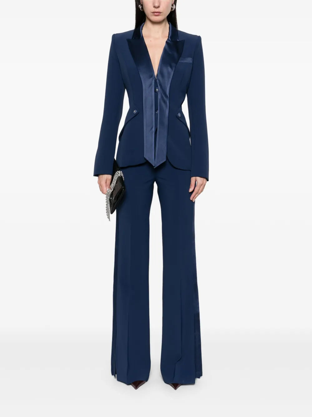Satin-Trim Crepe Trousers
