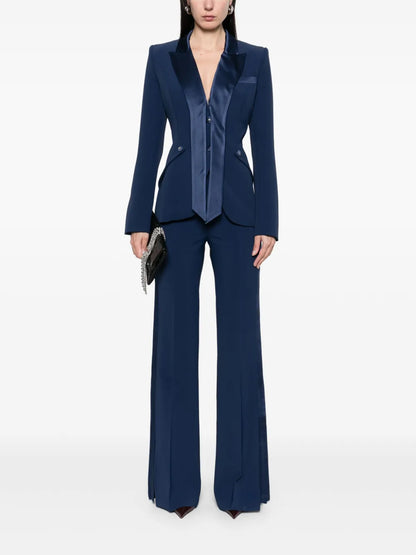 Satin-Trim Crepe Trousers