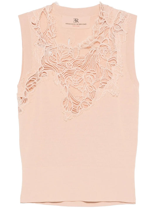 Lace-Panelled Tank Top