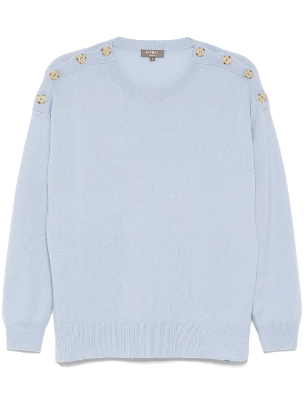 Button-Shoulder Round-Neck Jumper