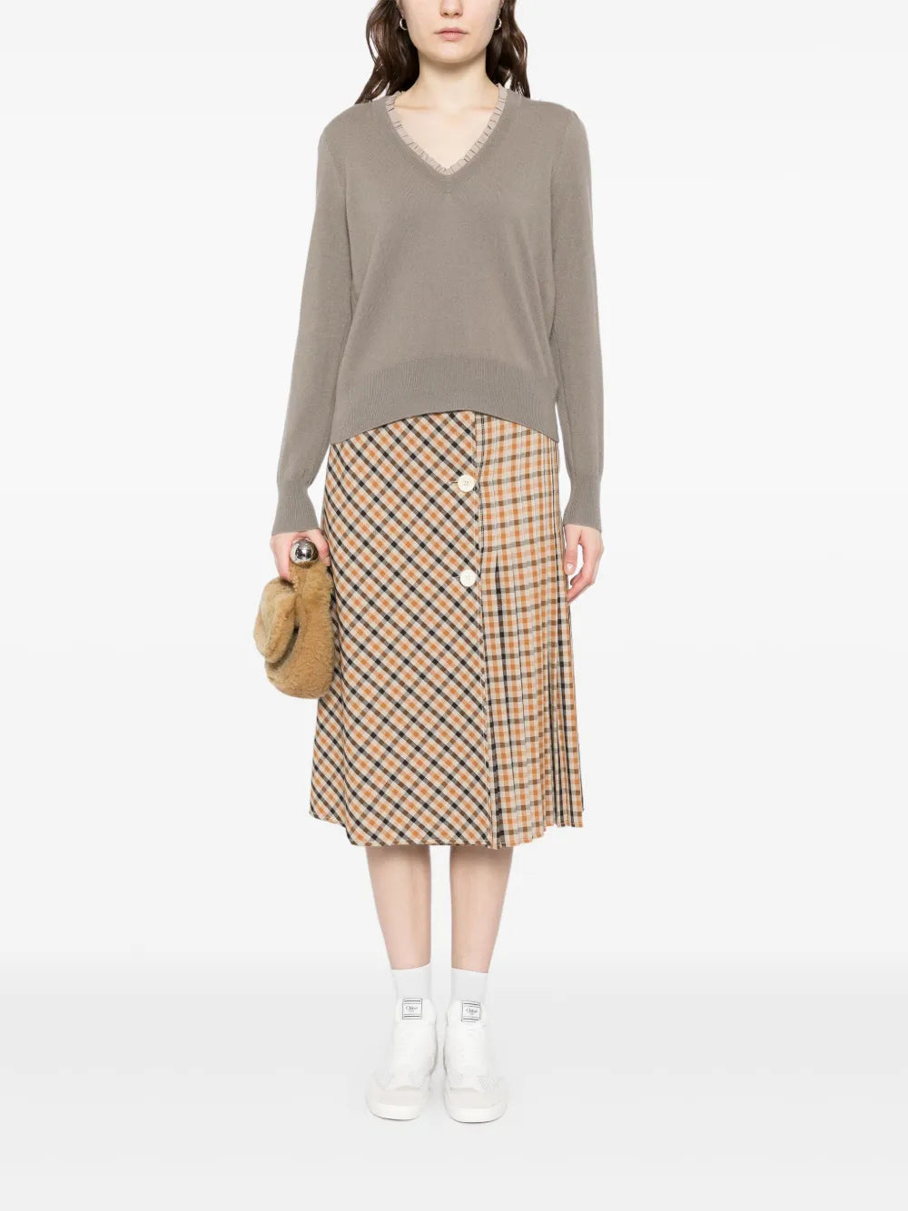 Ruffle Trim V Neck Jumper