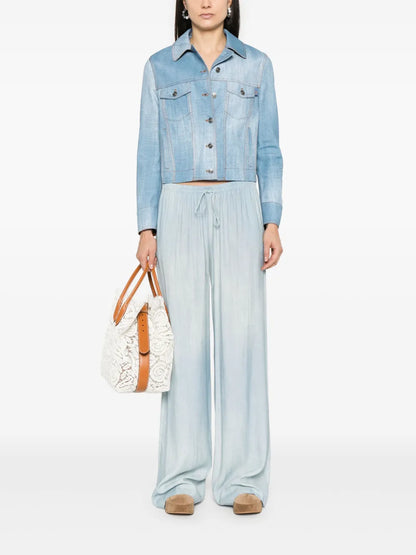 Denim-Print Trousers