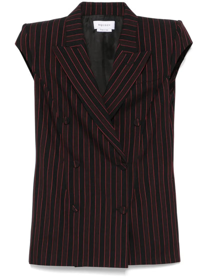 Pinstriped Sleeveless Blazer