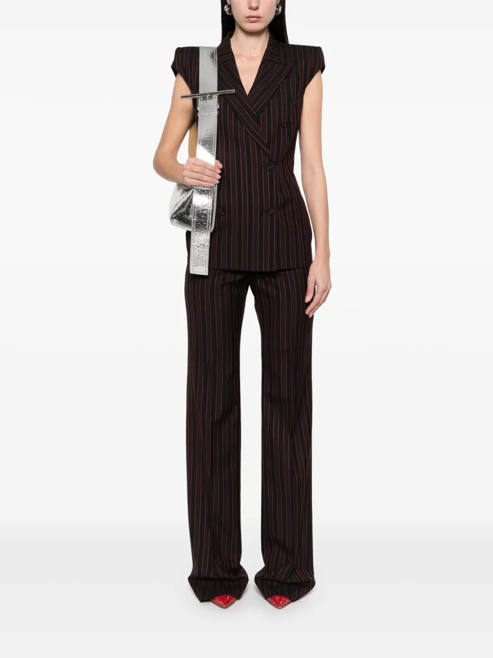 Pinstriped Sleeveless Blazer
