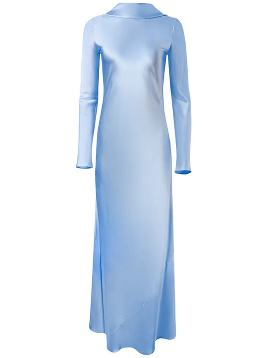 Cowl-Back Silk Gown