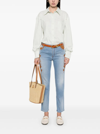 Floral-Detail Jeans