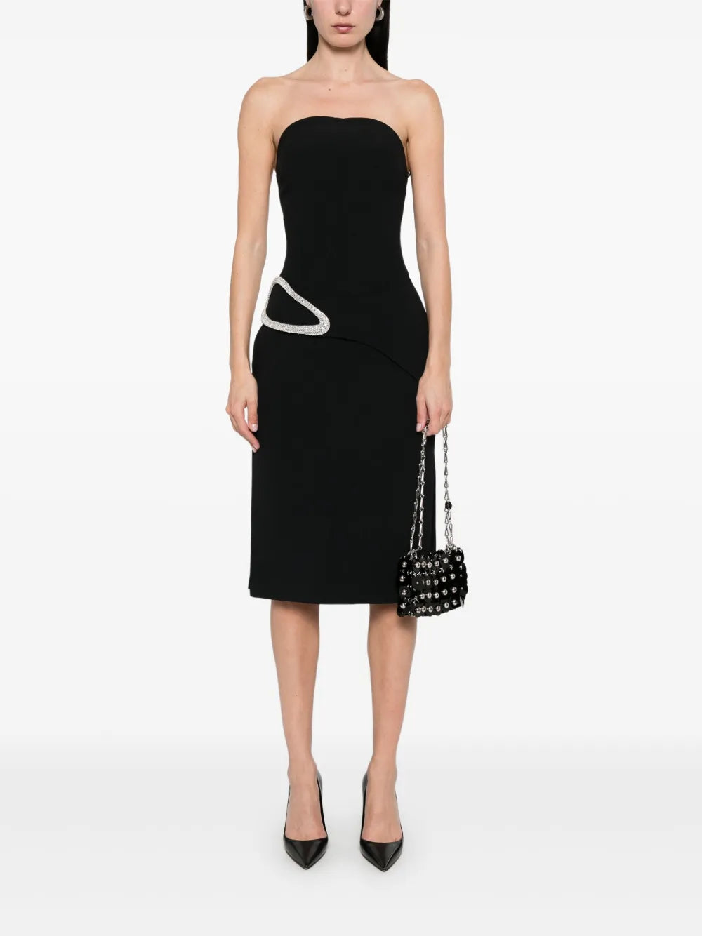 Crystal-Buckle Midi Dress