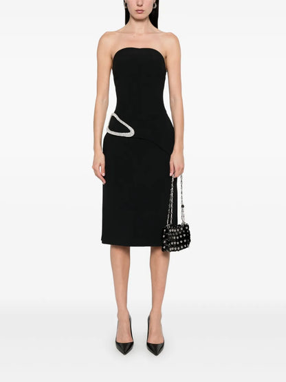 Crystal-Buckle Midi Dress
