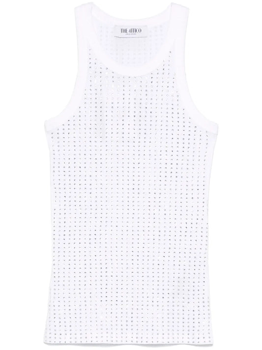 Rhinestone-Embellished Tank Top