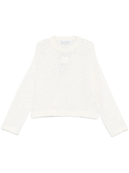 Open-Stitch Cropped Sweater