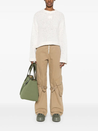 Open-Stitch Cropped Sweater