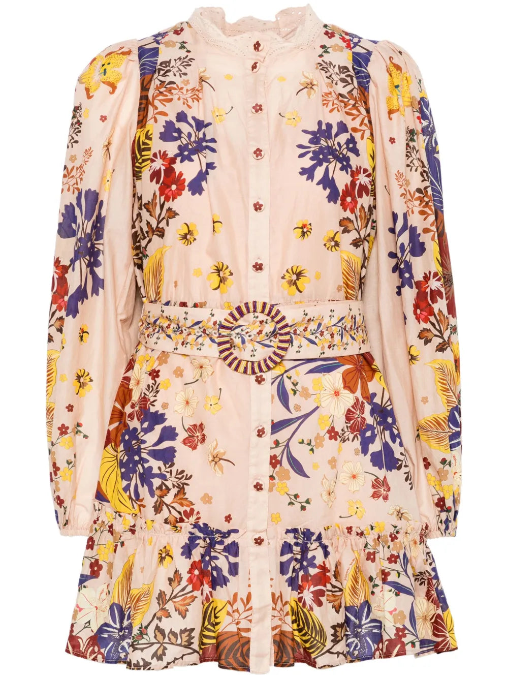 Bouquet Puff-Sleeve Mini Dress